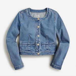 🔥 EXC J. Crew Louisa Lady Jacket in Denim Gold Buttons 6